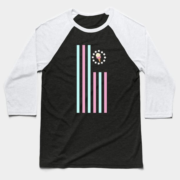 Ice Cream - Flag Baseball T-Shirt by adamzworld